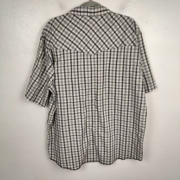 Wrangler Pearl Snap Button Shirt Mens XL Gray Cream Plaid Check Western Country - Picture 3 of 6